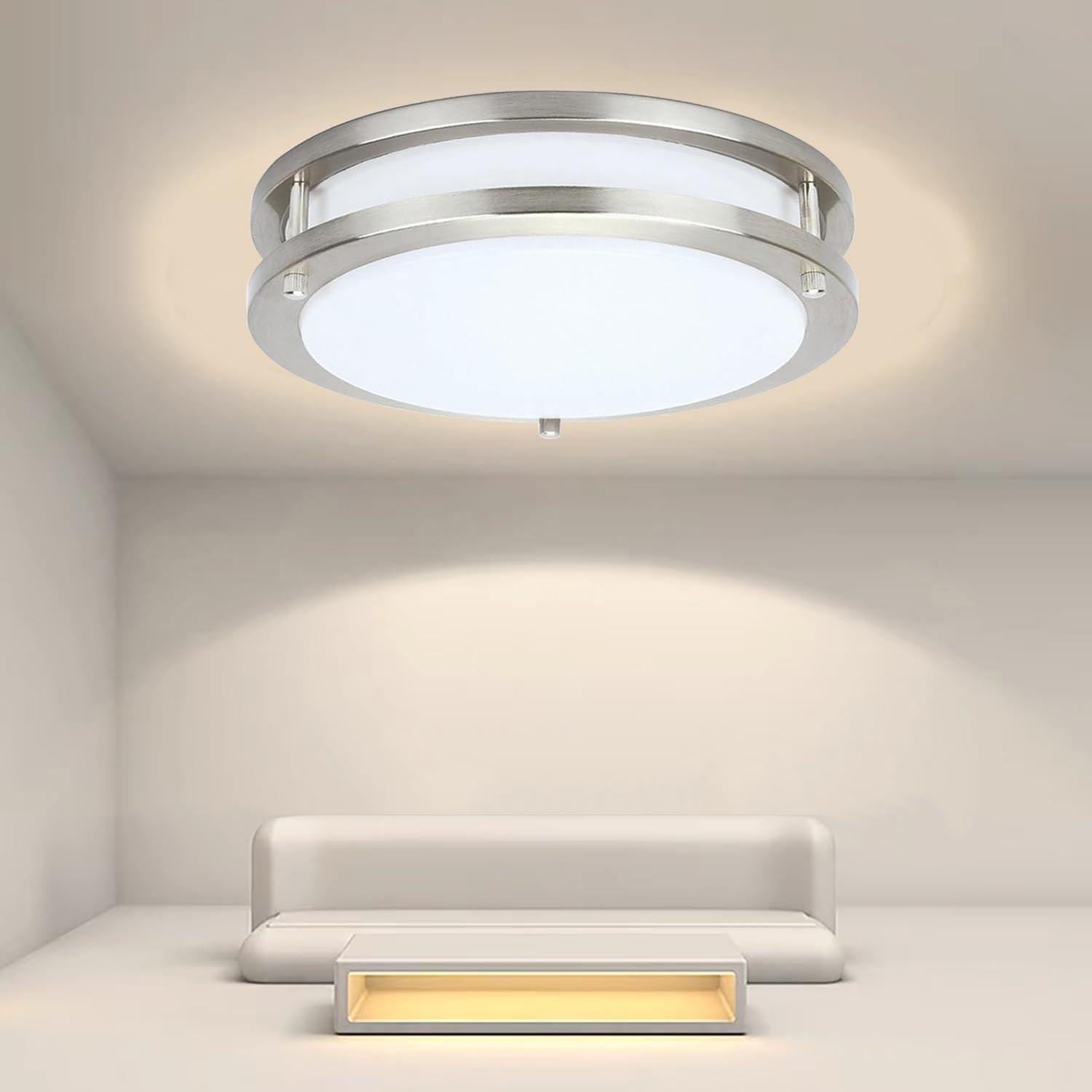 Drosbey 13" Brushed Nickel Flush Mount Light