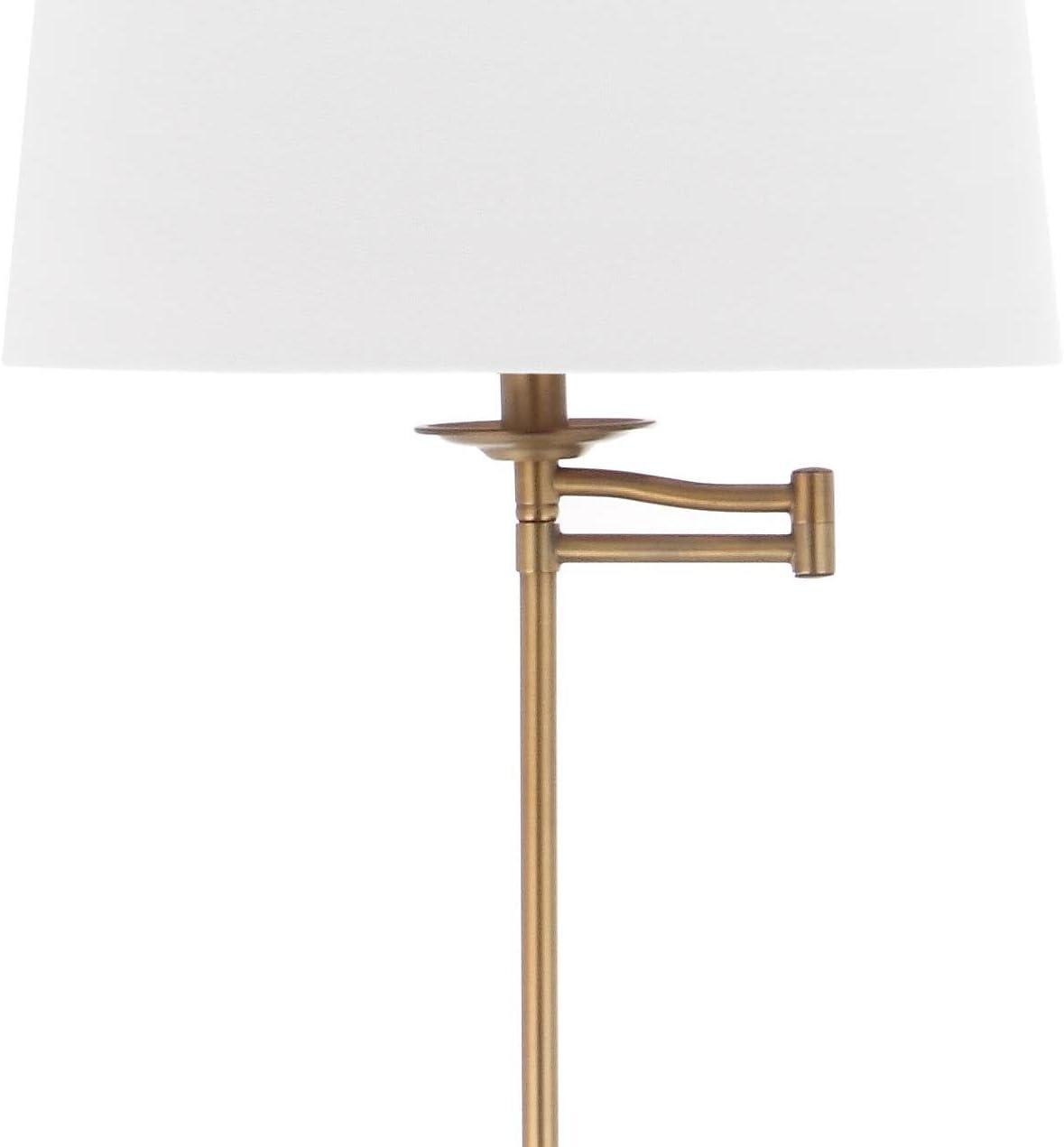 Nadia Gold Adjustable Floor Lamp with White Cotton Shade