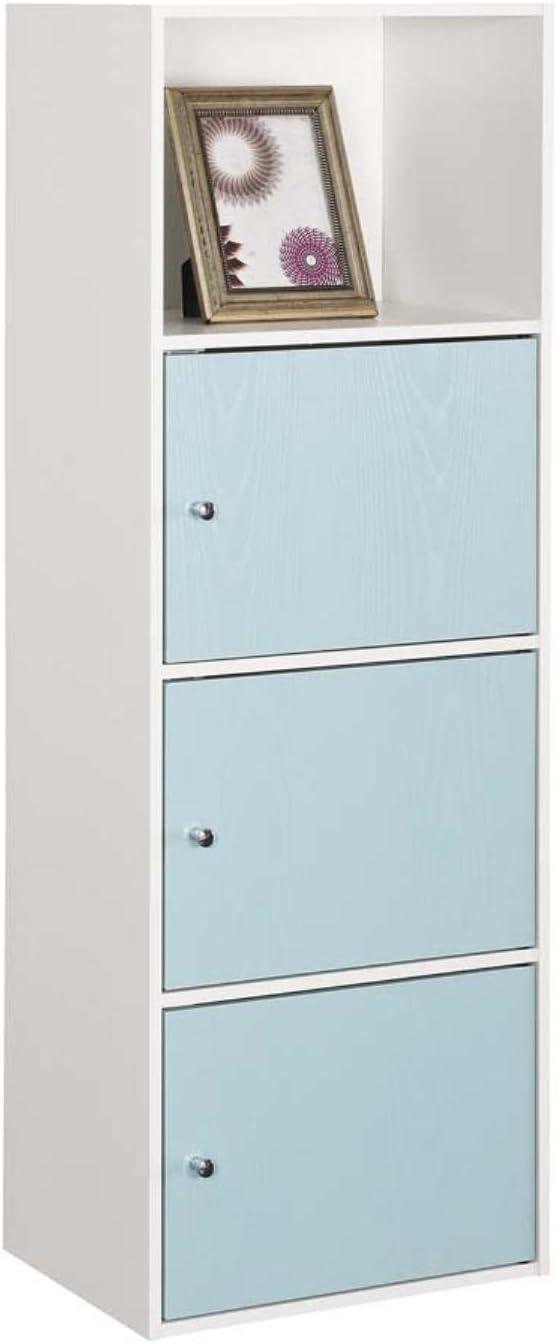 Convenience Concepts Xtra Storage 3 Door Cabinet with Shelf, White/Sea Foam Blue