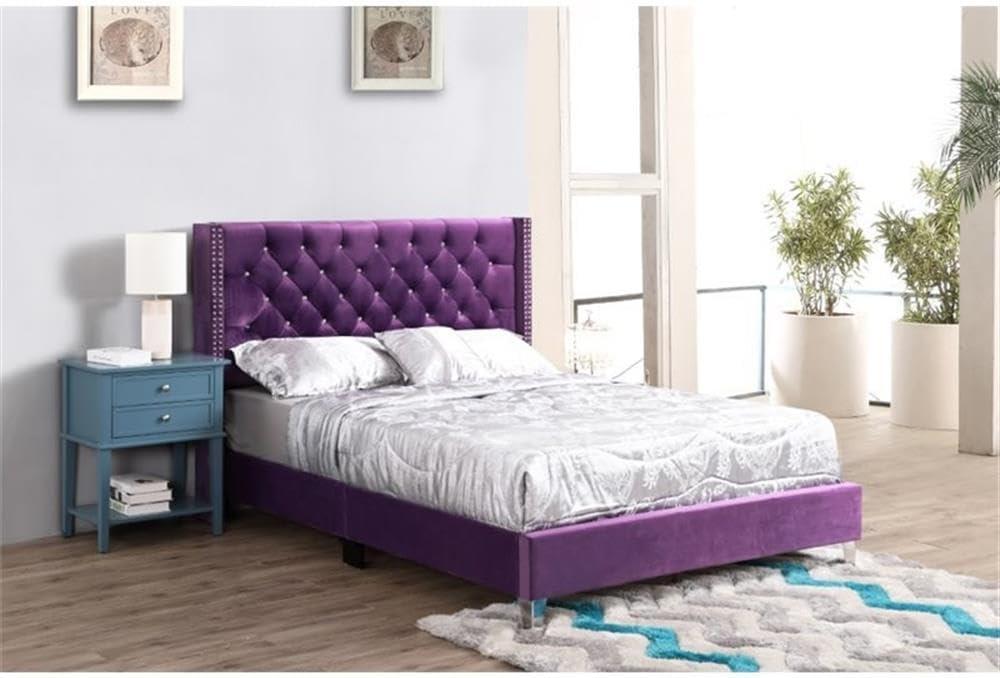 Glory Furniture Julie G1921-QB-UP Queen Upholstered Bed, Purple