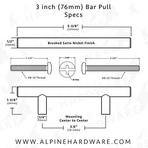 Premium Stainless Steel 3" Center to Center Bar Pull Multipack (Set of 10)