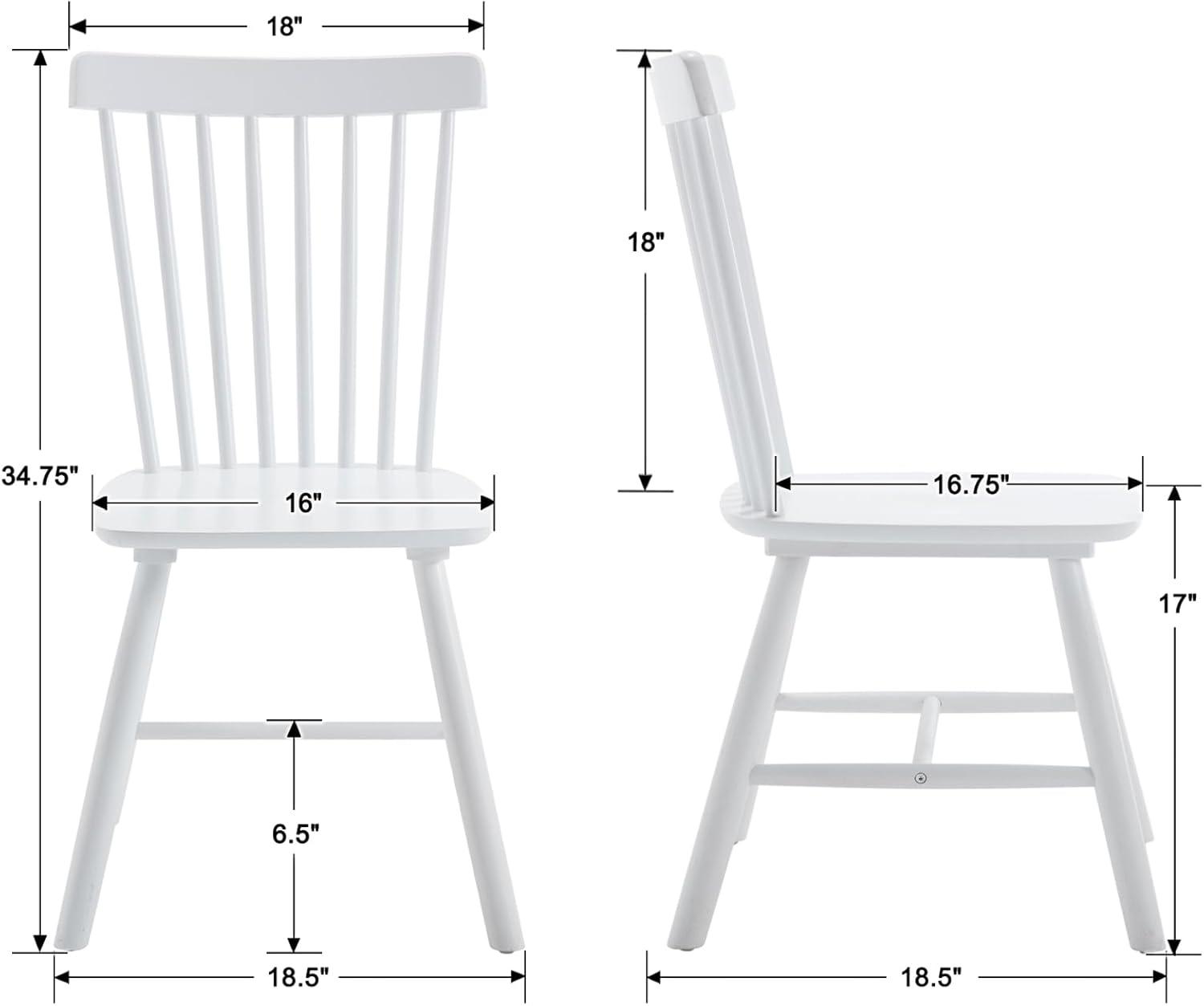 White Solid Wood Windsor Side Chair with Slat Back