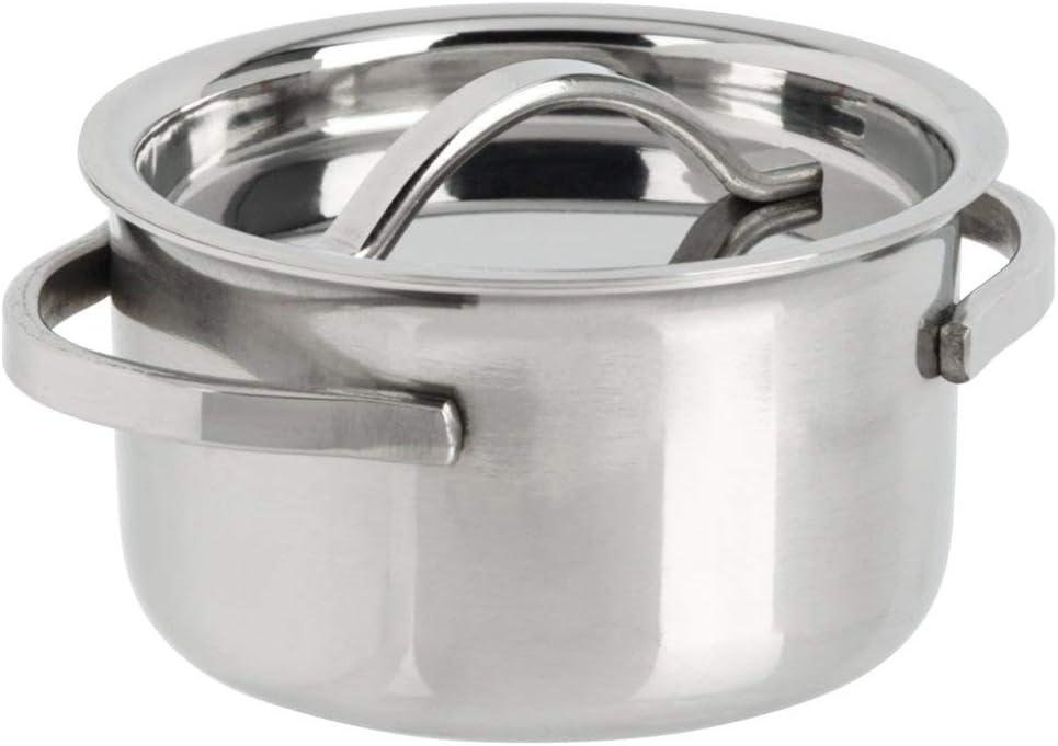 Mini Round Stainless Steel Pot with Lid and Handles, 4 oz