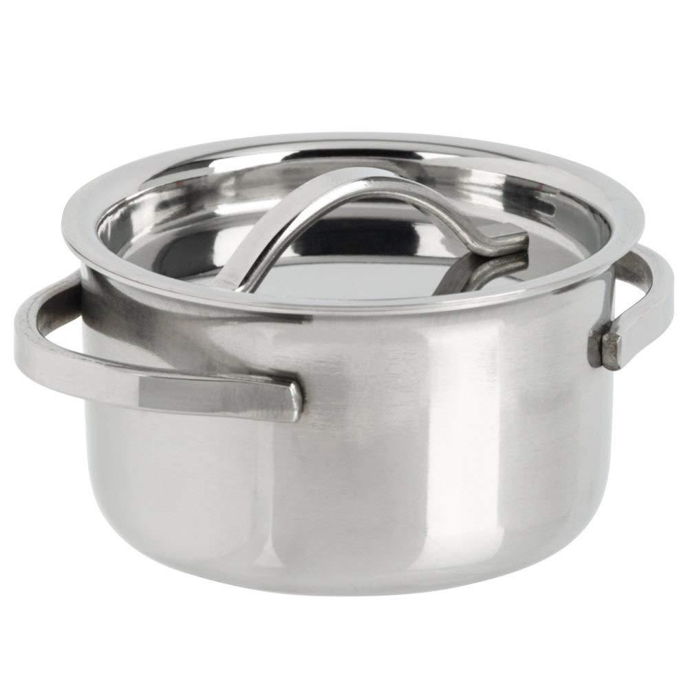 Mini Round Stainless Steel Pot with Lid and Handles, 4 oz