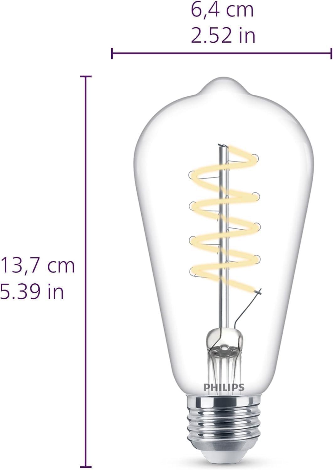Philips LED 60-Watt ST19 Straight Tubular Filament Lightbulb, Clear Bright White, Dimmable, E26 Medium Base (1-Pack):
