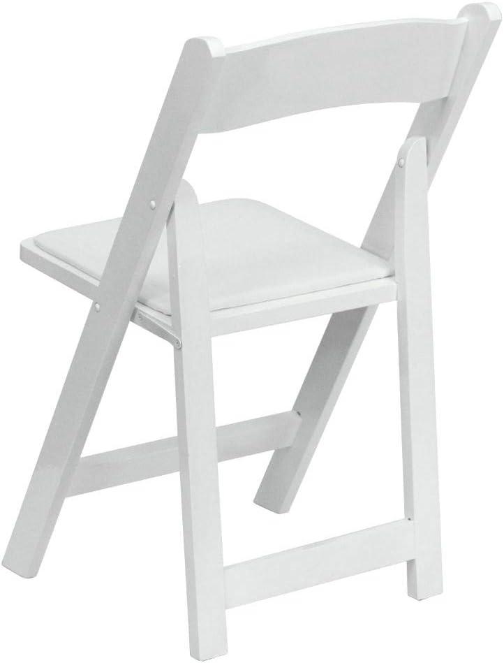 Elegant White Beechwood Folding Chair with Detachable Cushion