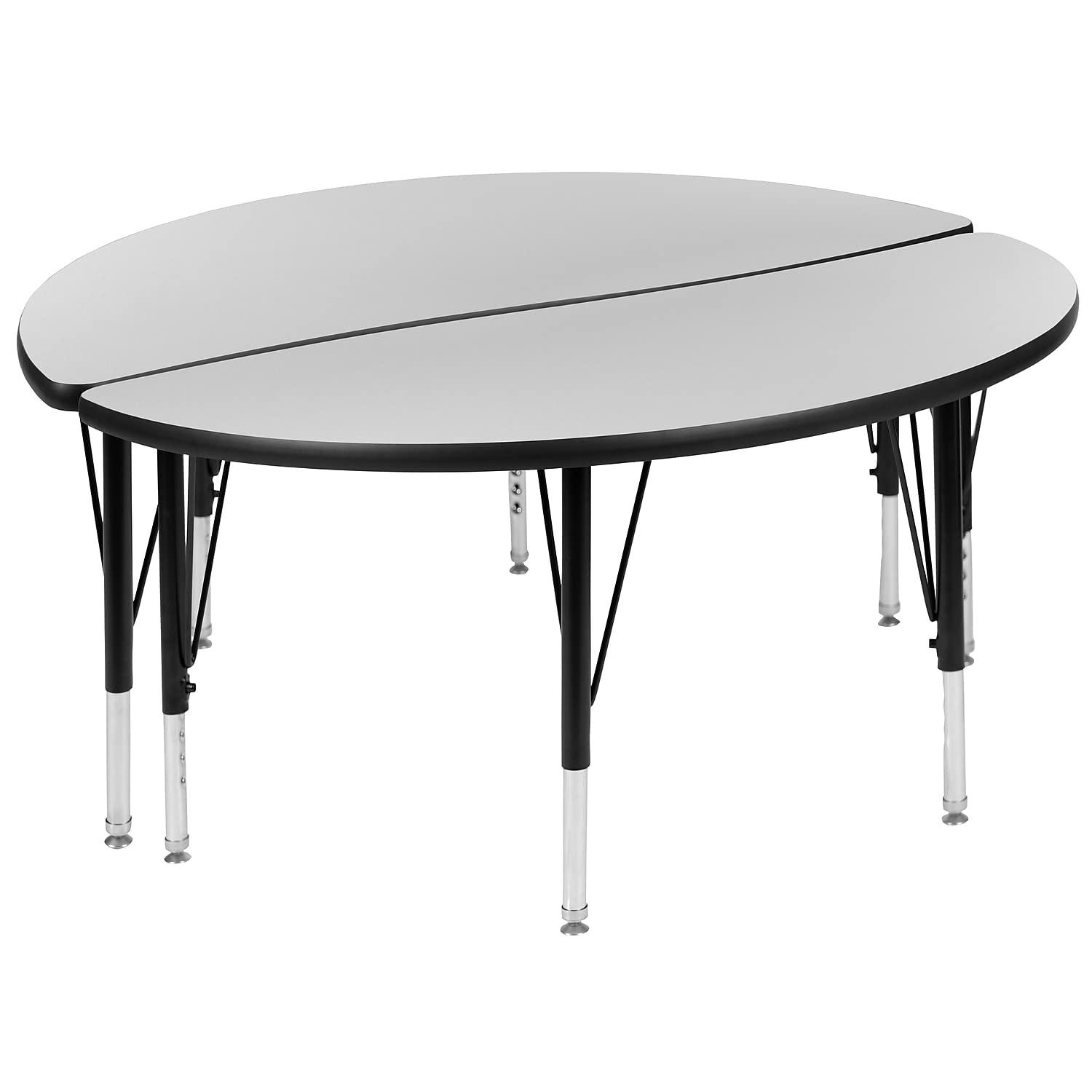 Flash Furniture Goddard Half Circle Wave Collaborative Adjustable Height Activity Table