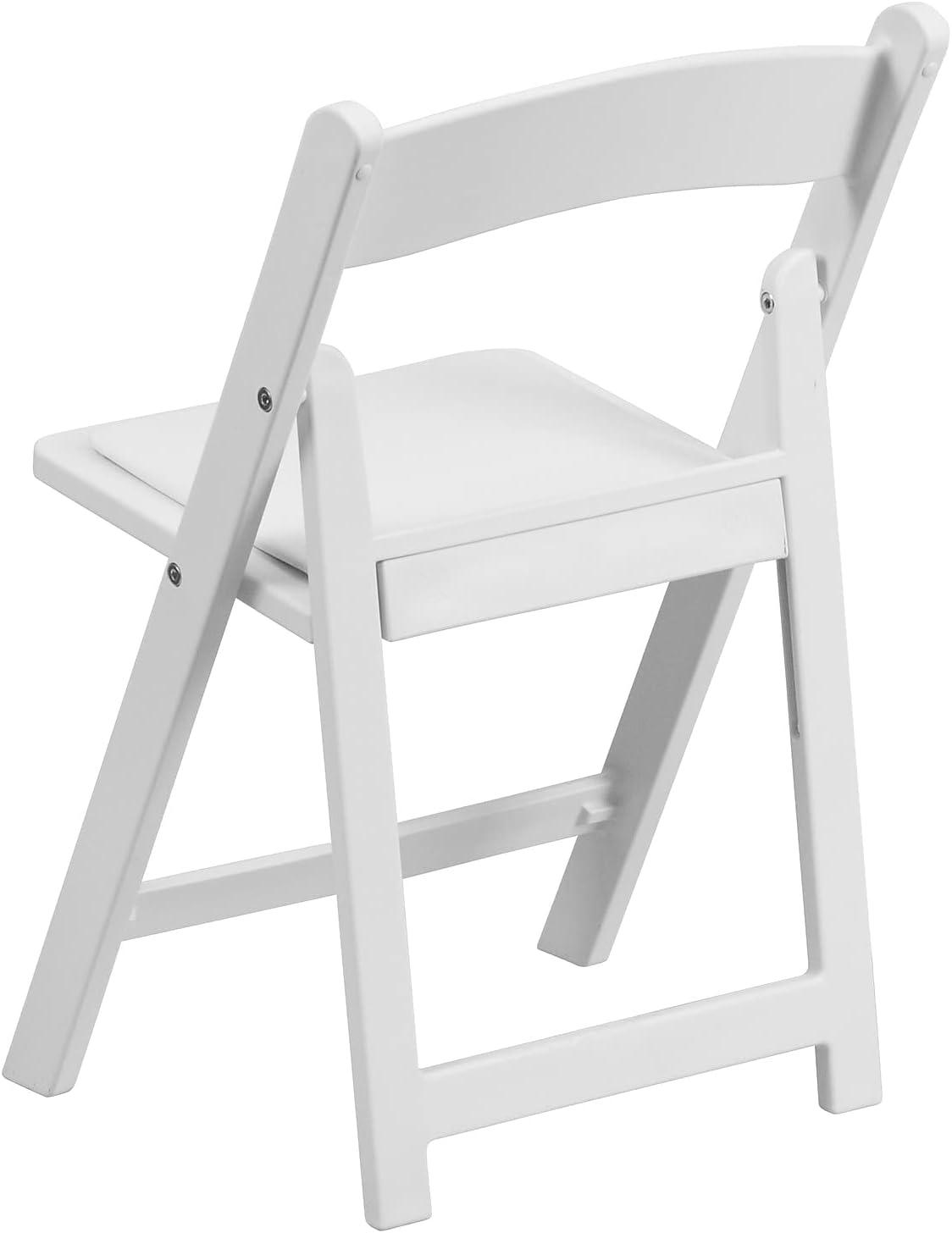 Flash Furniture Kids Folding Chairs with Padded Seats | Set of 2 White Resin Folding Chair with Vinyl Padded Seat for Kids