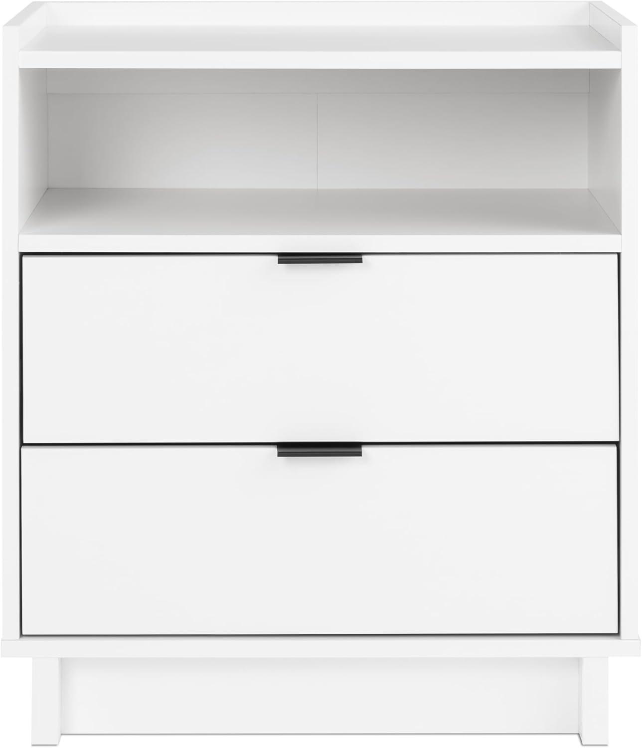 Prepac 23.75" Wide Simply Modern 2 Drawer Nightstand White