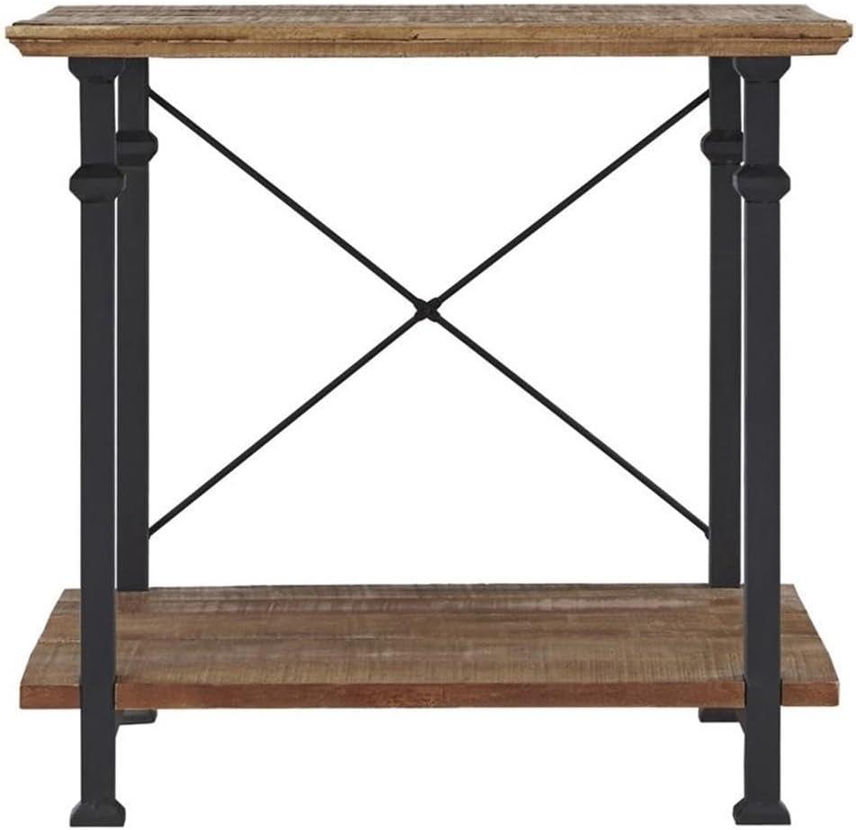 Homelegance Rustic Modern Wood Metal Living Room Corner Side End Table, Black