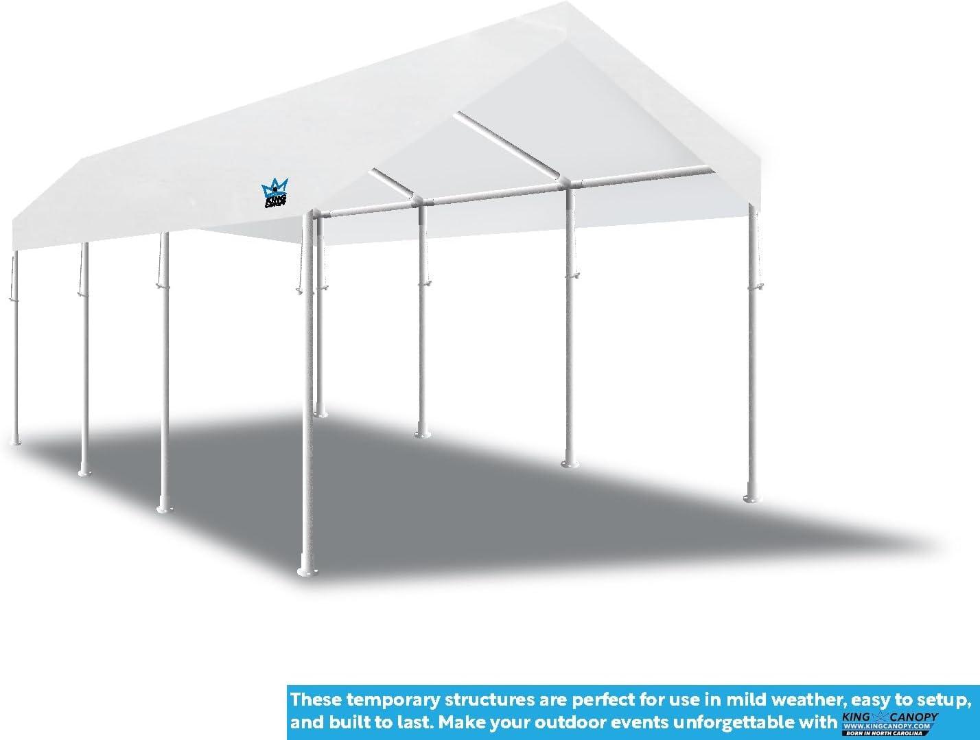King Canopy Hercules 18ft x 27ft, 2-Inch Hammertone Steel Frame w/ buttons, 10-Leg Carport
