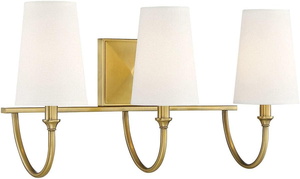 Cameron Warm Brass 3-Light Curved Arm Bathroom Vanity Light