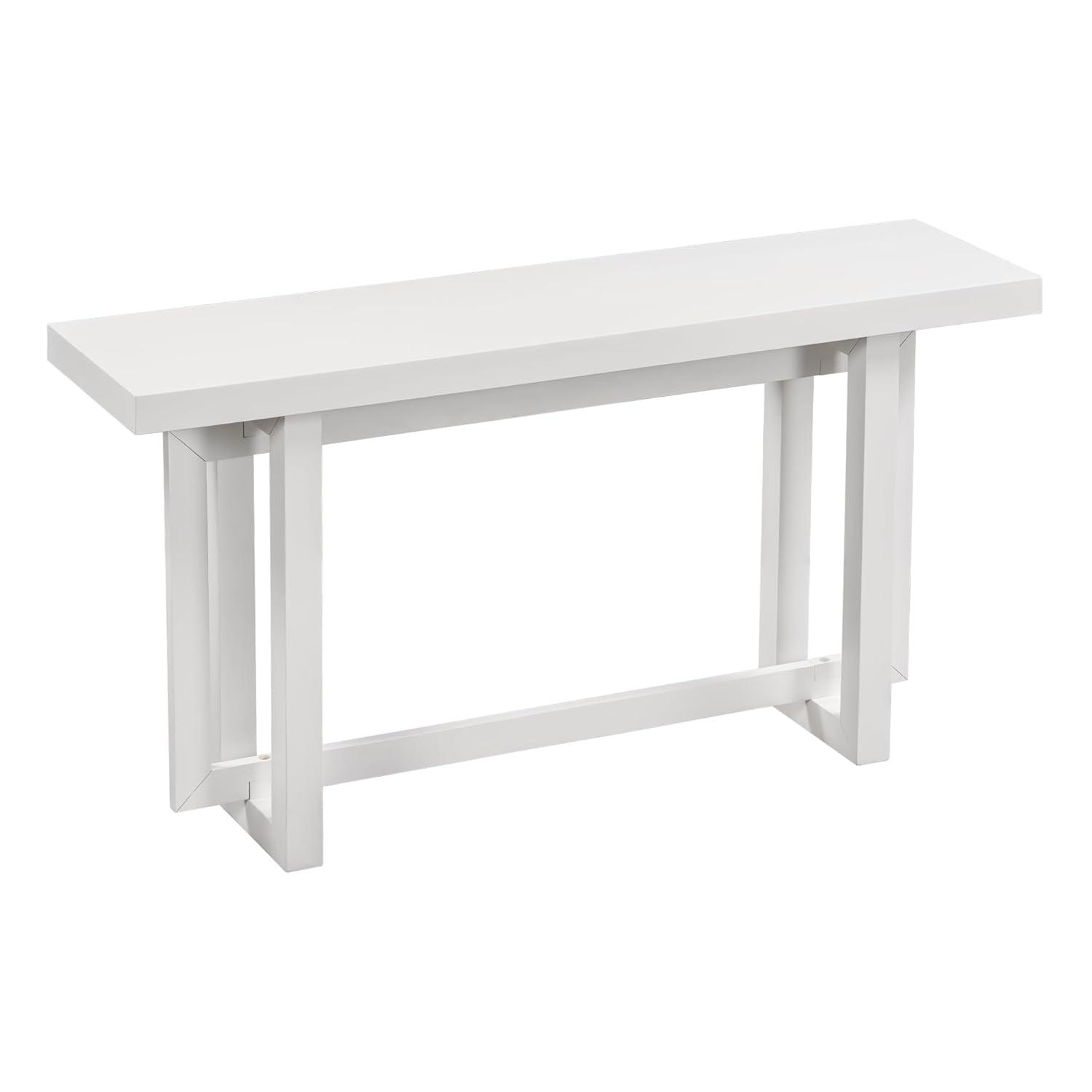 Contemporary Console Table with Industrial-Inspired Concrete Wood Top, Wood Legs, Extra Long Entryway Table for Entryway, Hallway, Living Room, Foyer, Corridor (White-0J)