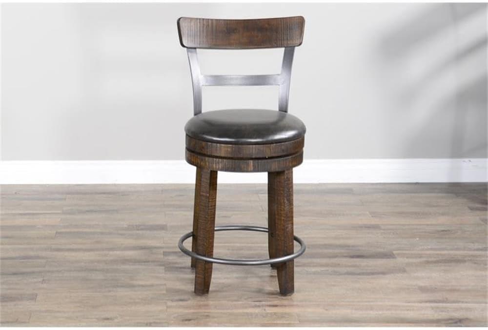 Sunny Designs Homestead 24" Wood Swivel Barstool with Back in Tobacco Leaf