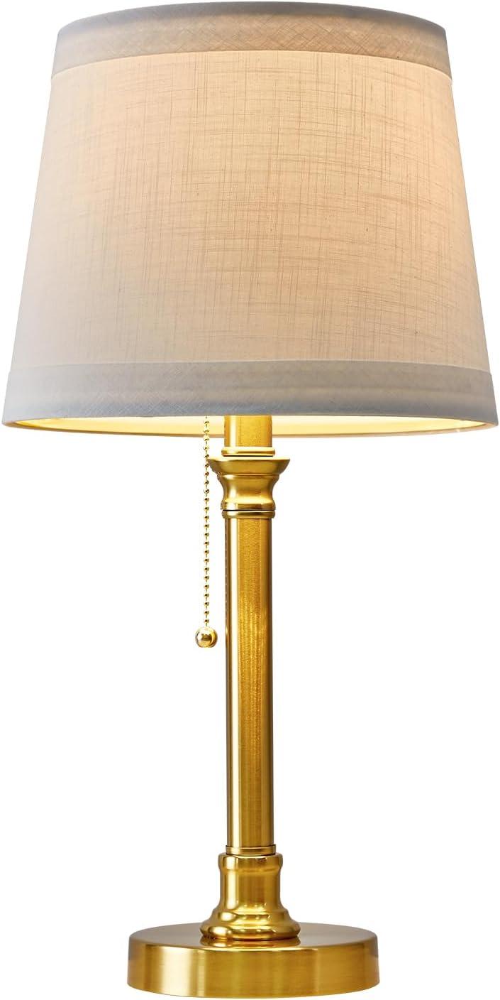 Gold Metal Table Lamp with White Fabric Shade, 19.5"