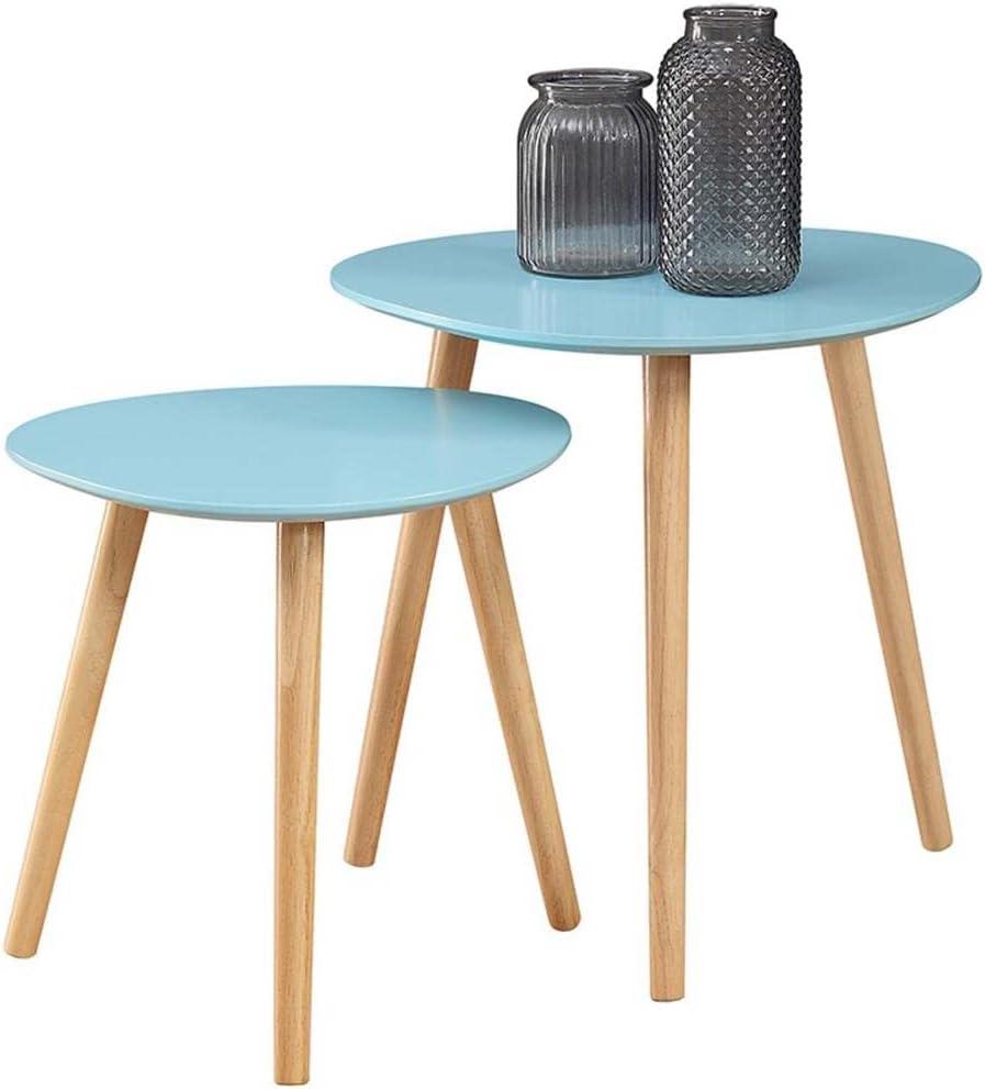 Convenience Concepts No Tools Oslo Nesting End Tables, Sea Foam/Light Oak