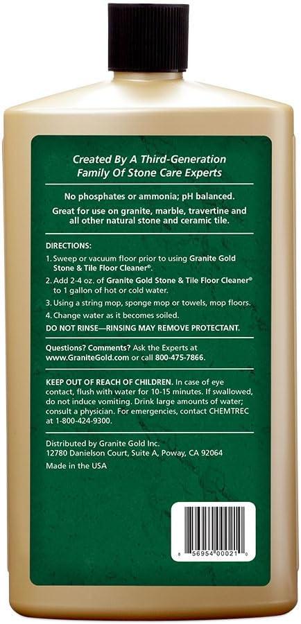 Granite Gold Stone And Tile Floor Cleaner - No-Rinse Deep Cleaning Granite, Marble, Travertine, Ceramic Solution - 32 Ounces (Packaging may vary)