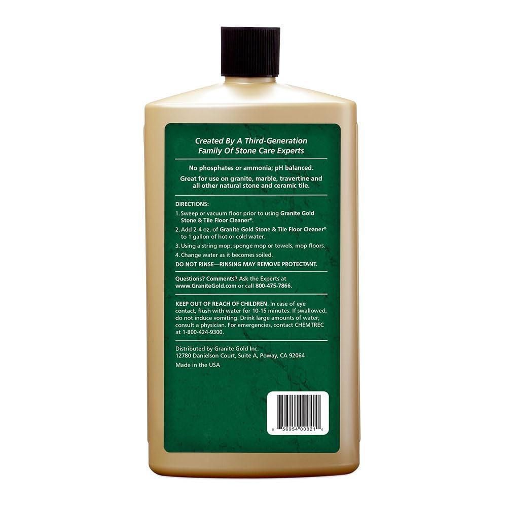 Granite Gold Stone And Tile Floor Cleaner - No-Rinse Deep Cleaning Granite, Marble, Travertine, Ceramic Solution - 32 Ounces (Packaging may vary)