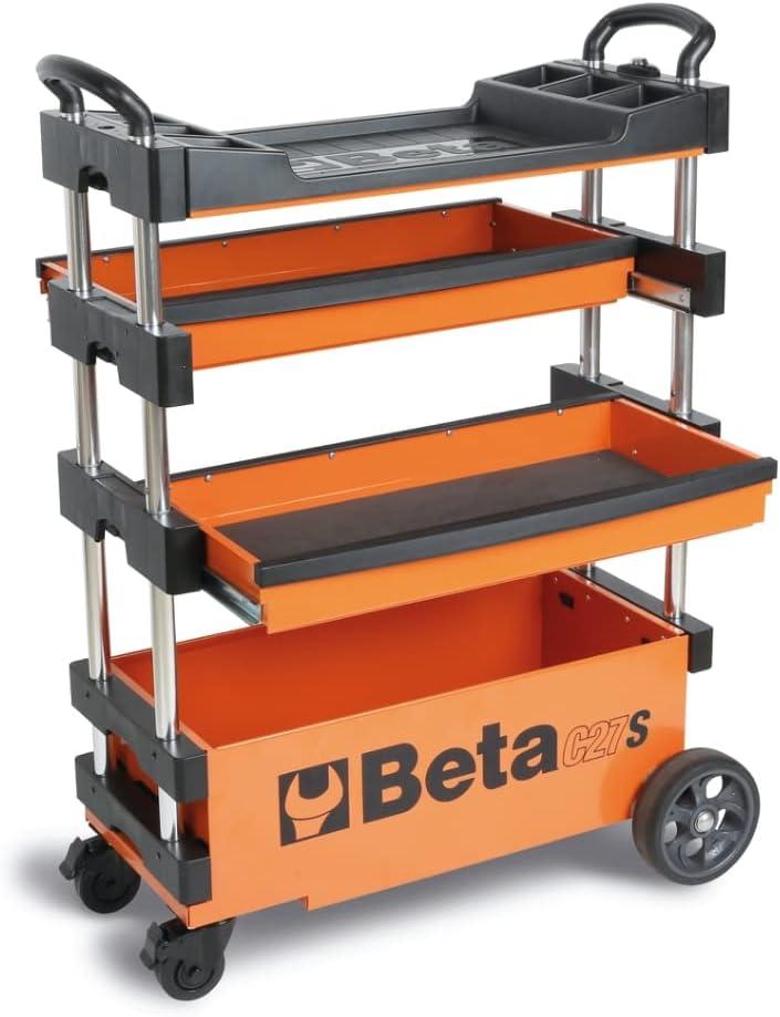 Beta Beta C27S Collapsible Tool Cart, 4” Steering Casters with Brake, 110 Pound Load Capacity