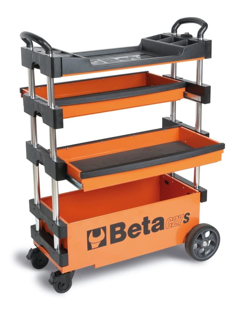 Beta Beta C27S Collapsible Tool Cart, 4” Steering Casters with Brake, 110 Pound Load Capacity