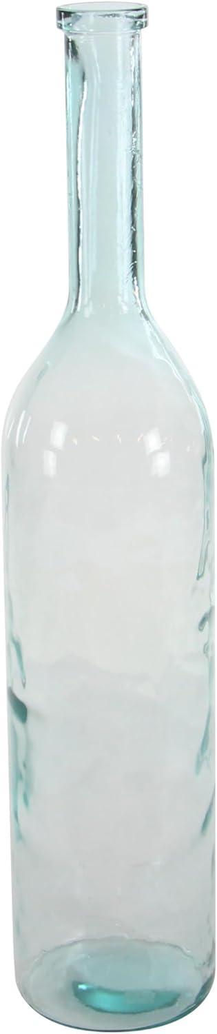 DecMode Farmhouse Recycled Glass Blue Spanish Decorative Vase, 8"W x 40"H