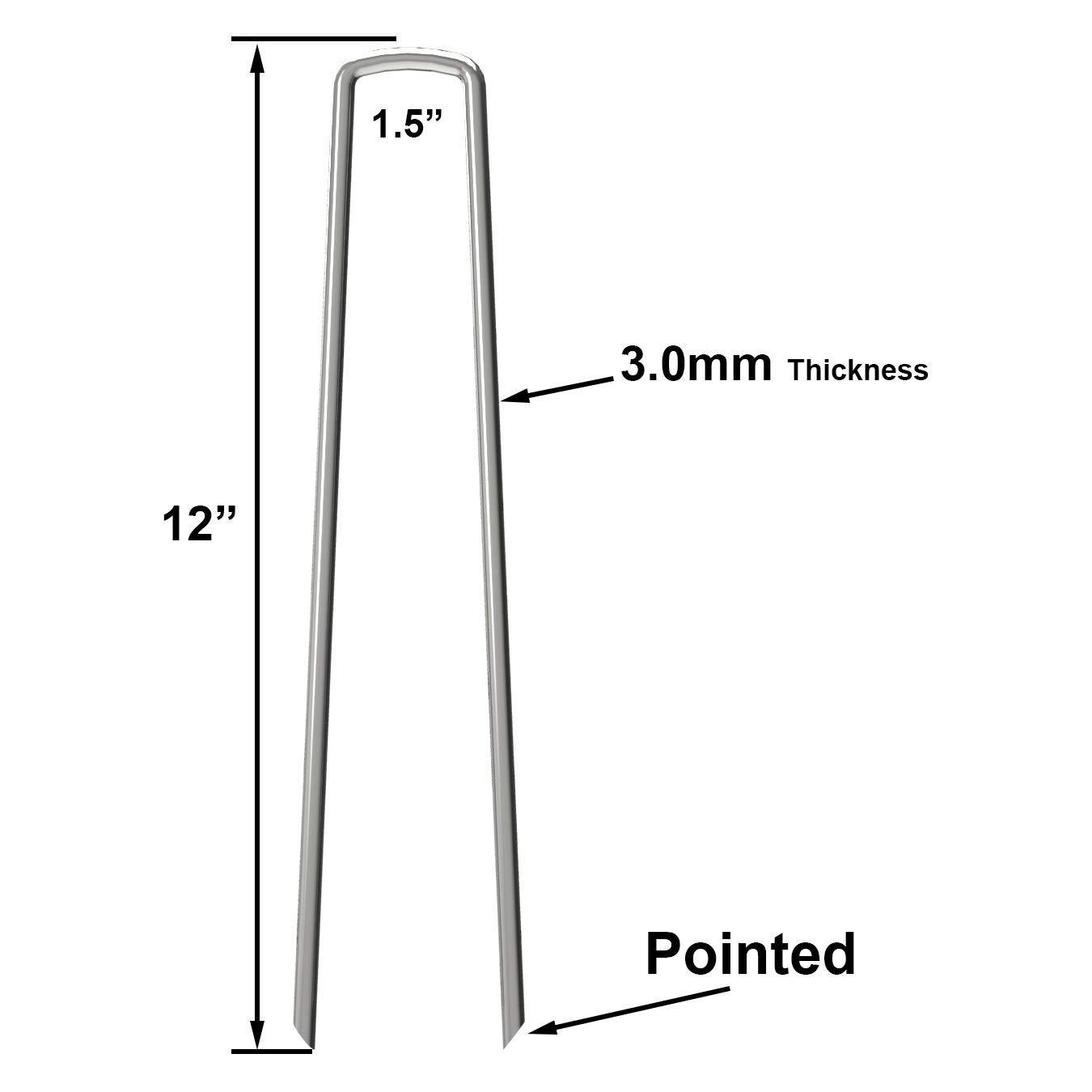 Landscape Staples Galvanized Garden Stakes Landscaping Fabric SOD Pins 12 INCH 50 Pack