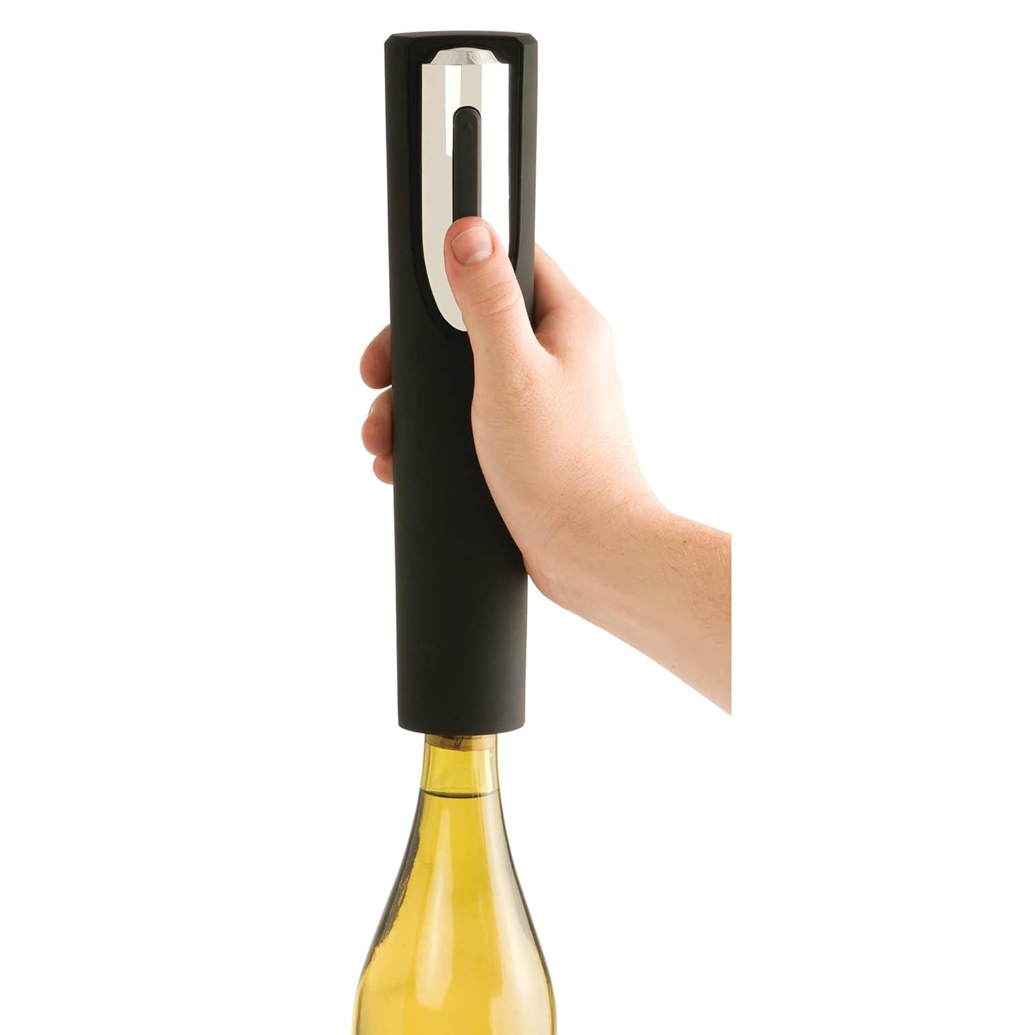 True Vino Drill Electric Wine Bottle Opener - Automatic Corkscrew Wine Opener with Foil Cutter and Stand - Black Set of 1