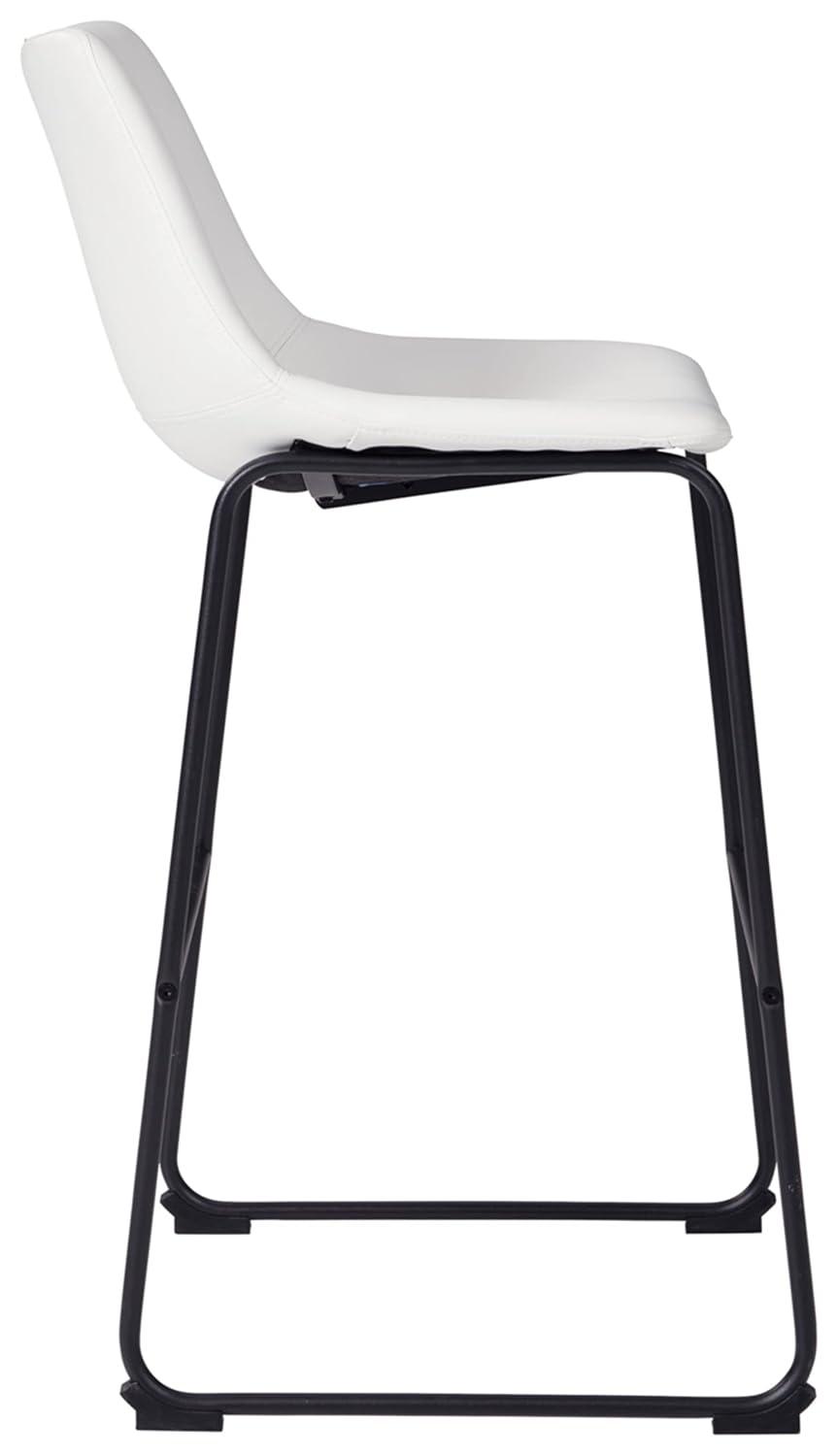 Centiar Pub Height Barstool White: Vintage Faux Leather, Metal Base - Signature Design by Ashley