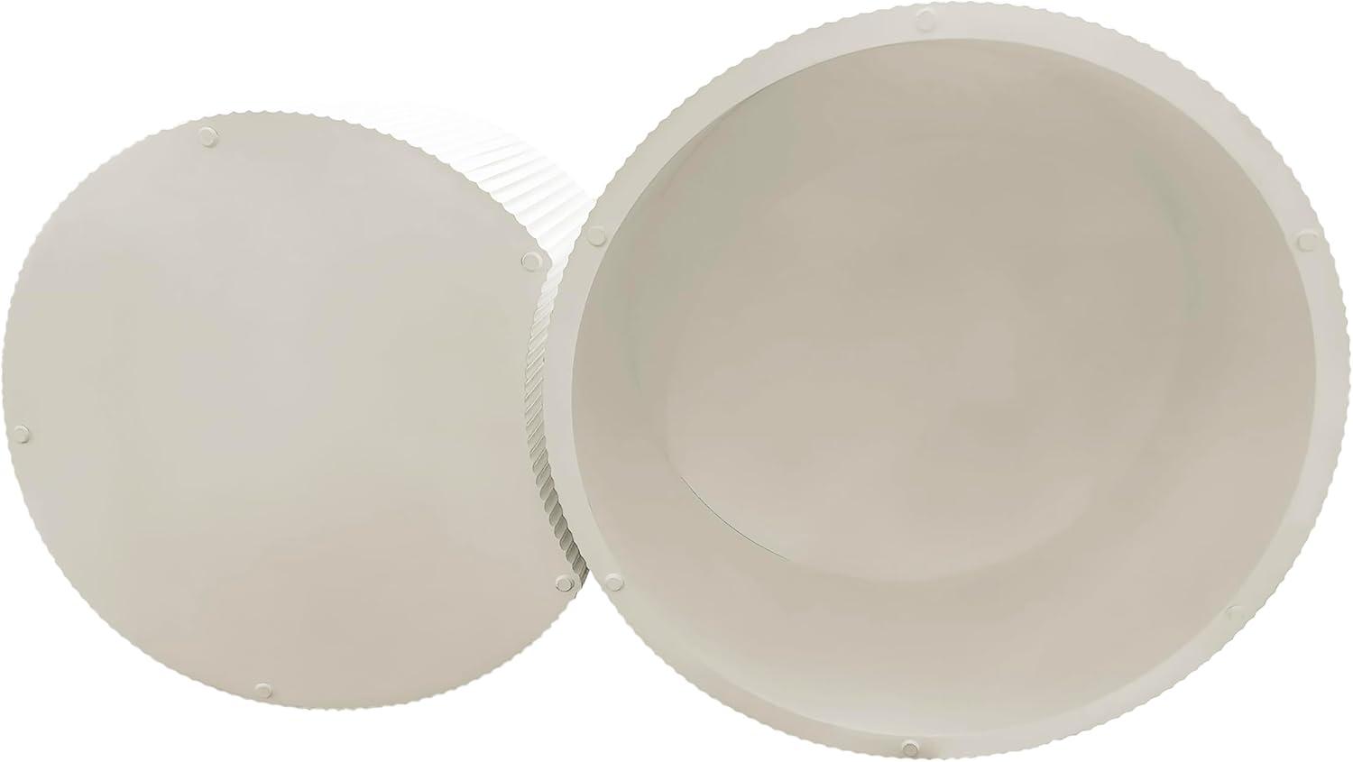 Nesting Coffee Table Set of 2, Vertical Stripe Design Drum Coffee Table, End Table, Round Side Table for Living Room, Bedroom, Beige