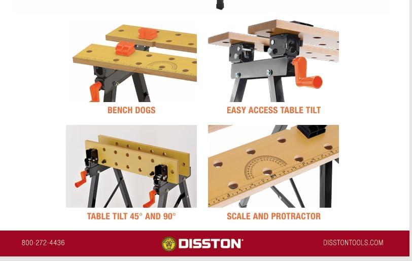 Disston OmniTable Lite Portable Workbench Worktable Fully Adjustable Tilting Table is Great for Clamping.