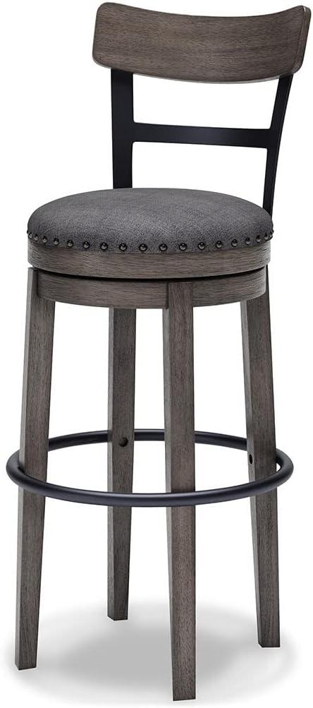 Caitbrook Barstool Gray - Signature Design by Ashley: Antiqued Finish, Swivel, Nailhead Trim