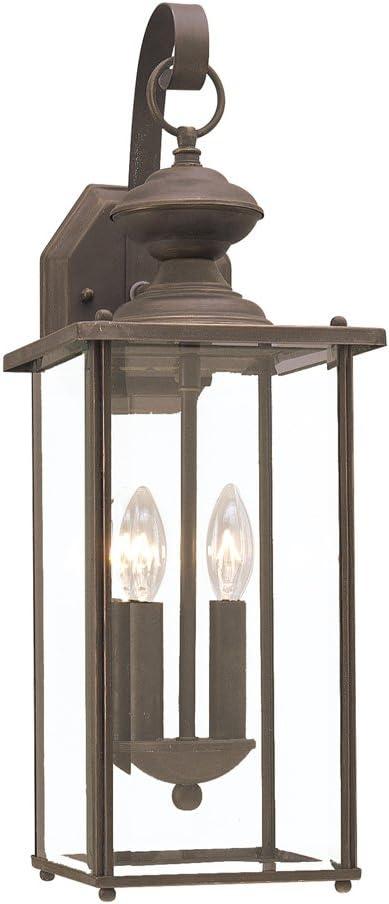 Antique Bronze 2-Light Outdoor Wall Lantern with Clear Glass