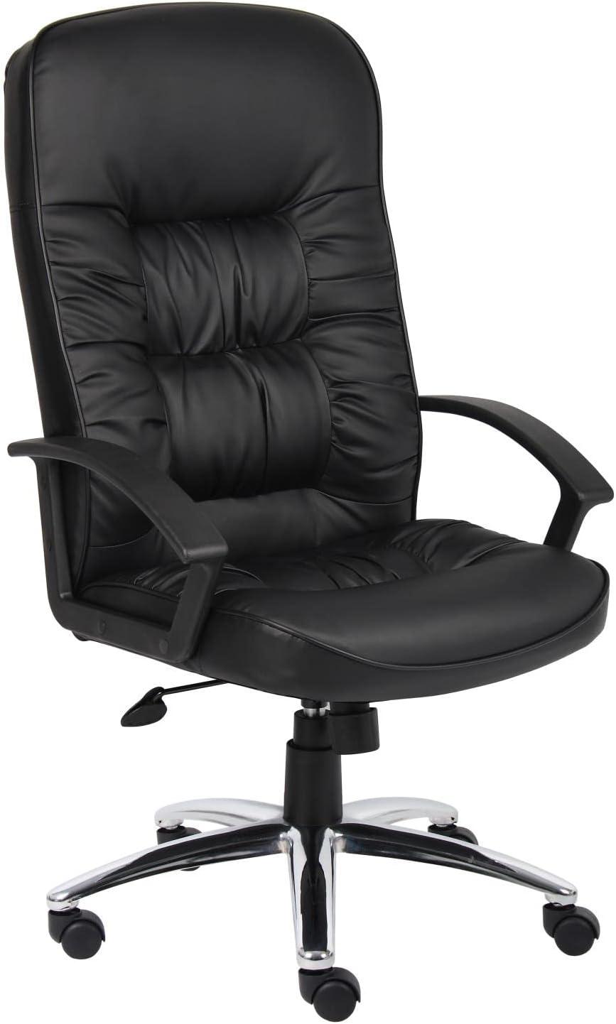 High Back LeatherPlus Chair Black - Boss Office Products: Ergonomic, Adjustable, Swivel, Casters/Wheels