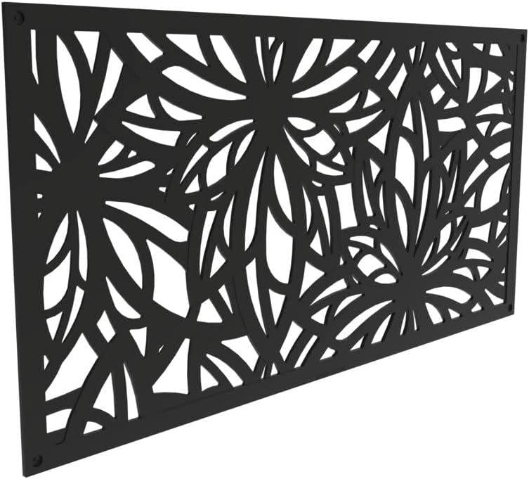 Freesia Black Decorative Screen Panel with Framed Lattice