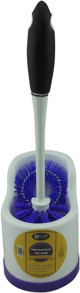 Dependable Industries Toilet Bowl Brush with Rim Cleaner and Holder Set - Toilet Bowl Cleaning System with Scrubbing Wand, Under Rim Lip Brush and Storage Caddy for Bathroom