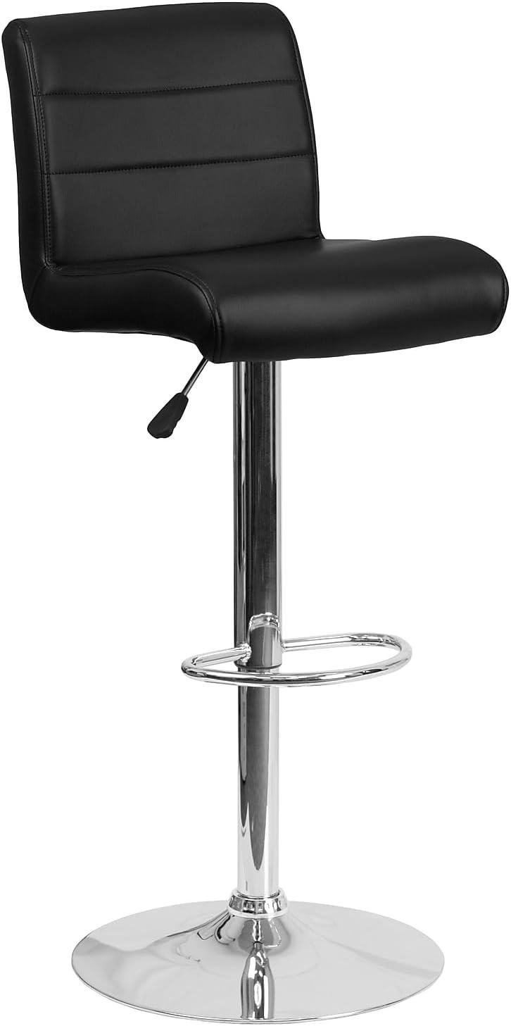 Adjustable Black Vinyl and Chrome Swivel Barstool