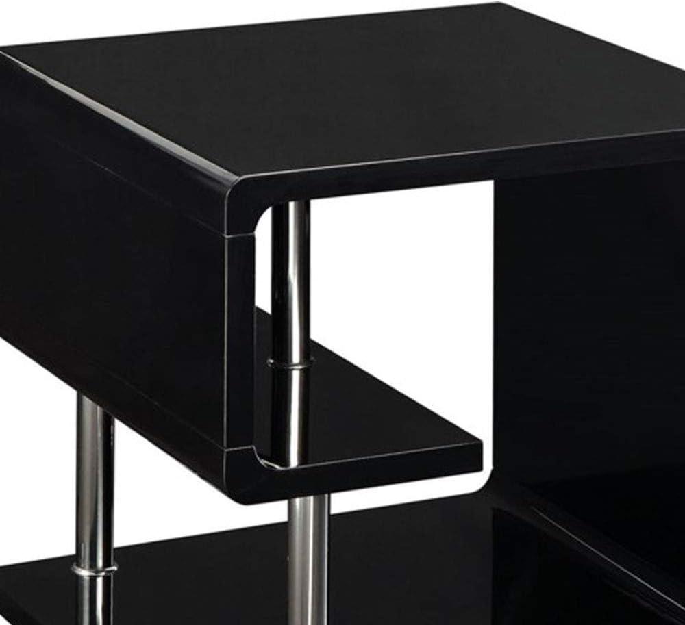 Ninove Contemporary Black Square End Table with Chrome Accents