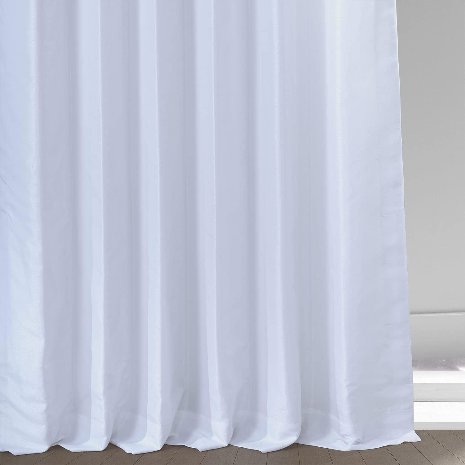 Ice Blackout Vintage Textured Faux Dupioni Curtain (1 Panel), Ice, 50W X 96L