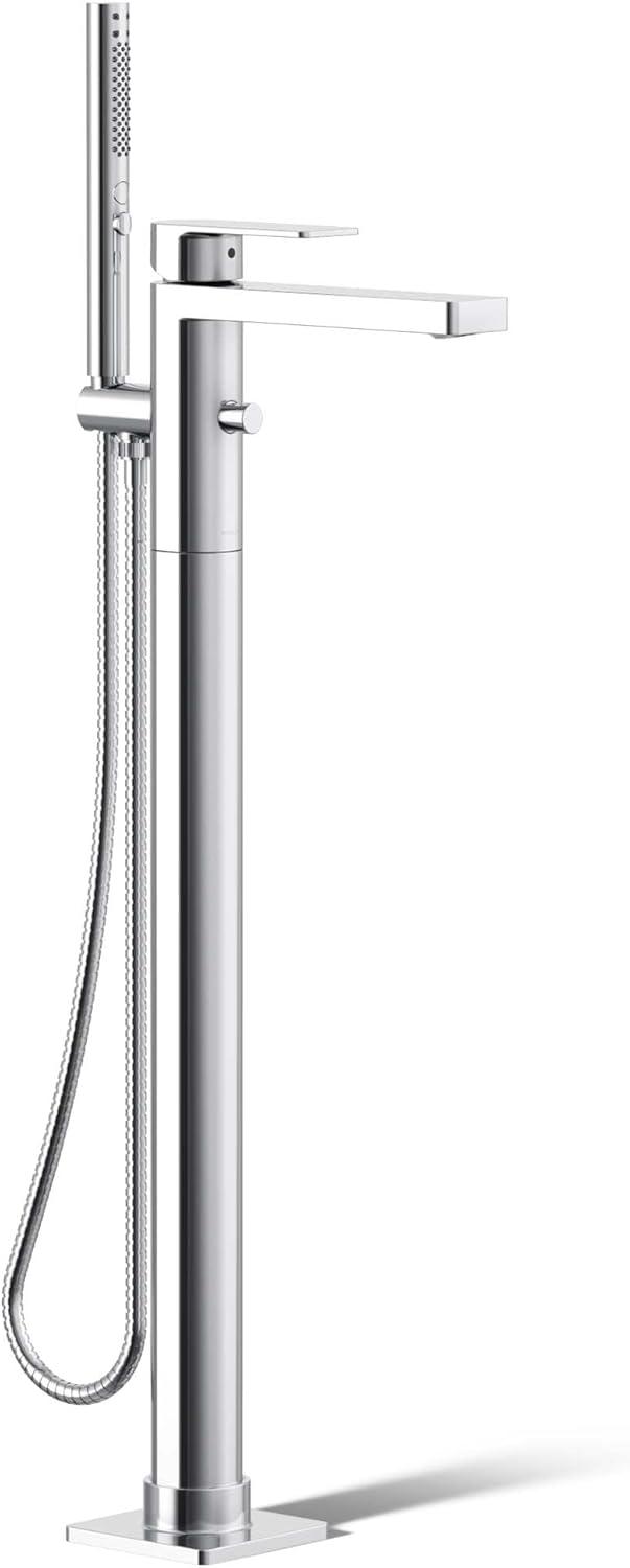 Parallel Floor-Mount Bath Filler Trim With Handshower