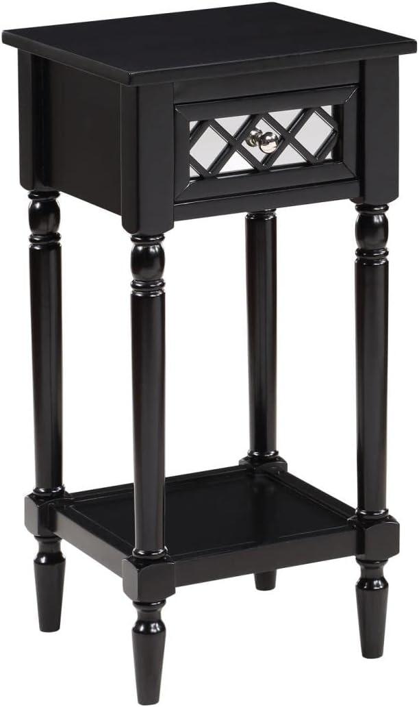 Convenience Concepts French Country Khloe Deluxe 1 Drawer Accent Table with Shelf, Black