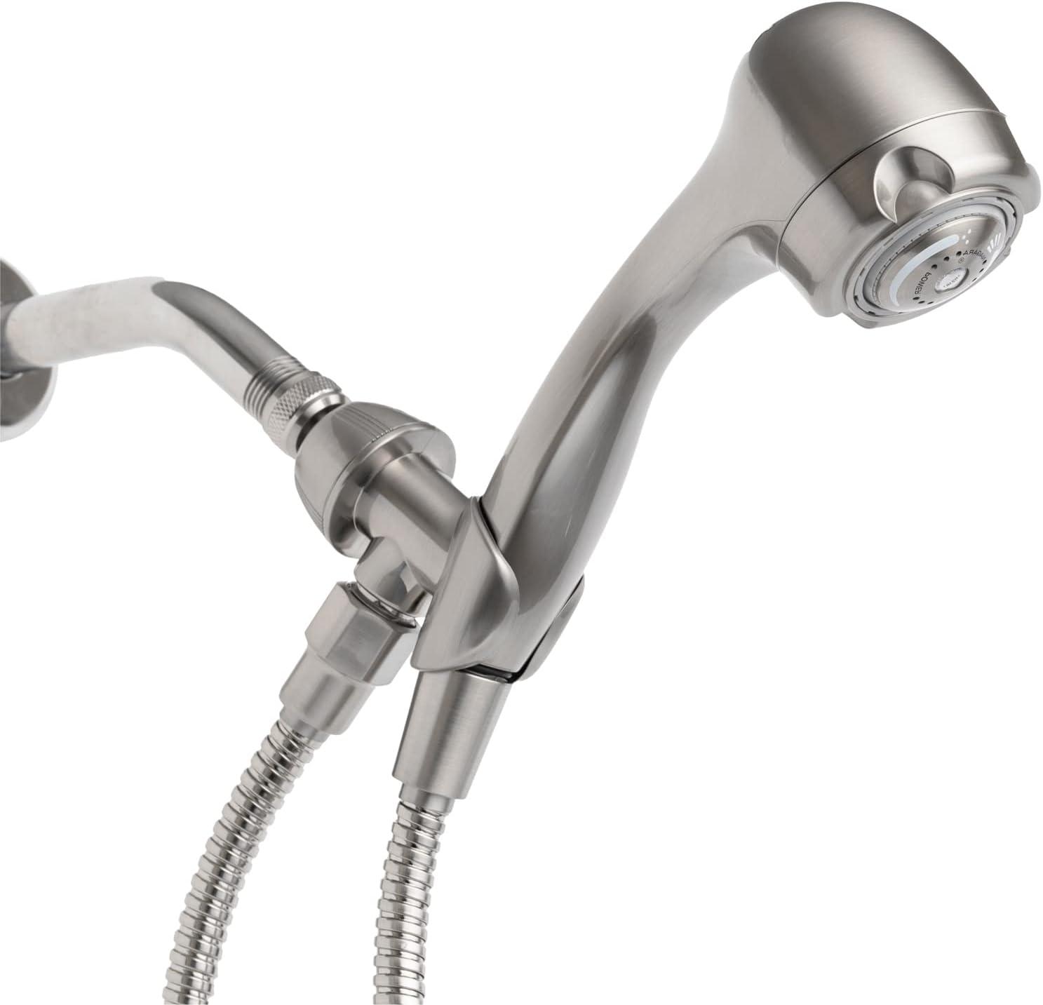 Brushed Nickel Wall Mounted Handheld Shower Head with Adjustable Jet Spray