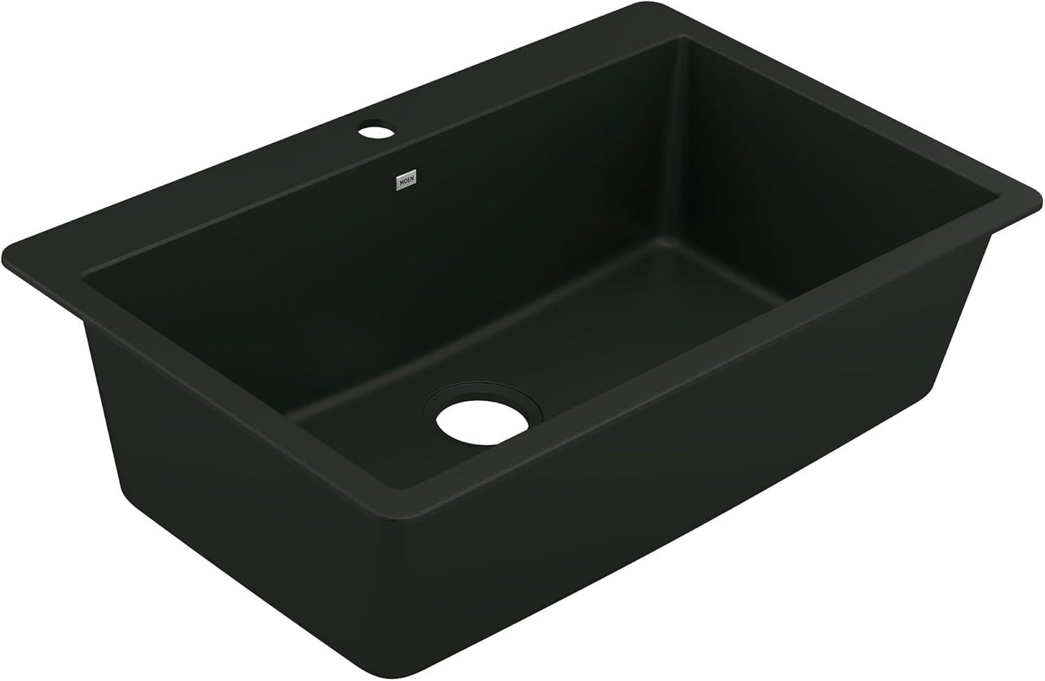 Black Granite 33-Inch Drop-In Single Bowl Kitchen Sink