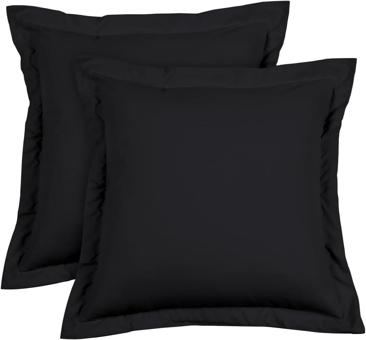 Vedanta Home Collection Square European Pillow Shams 28x28 Set of 2 Navy Blue Euro Shams 600 Thread Count 100% Natural Cotton Euro Pillow Shams Decorative