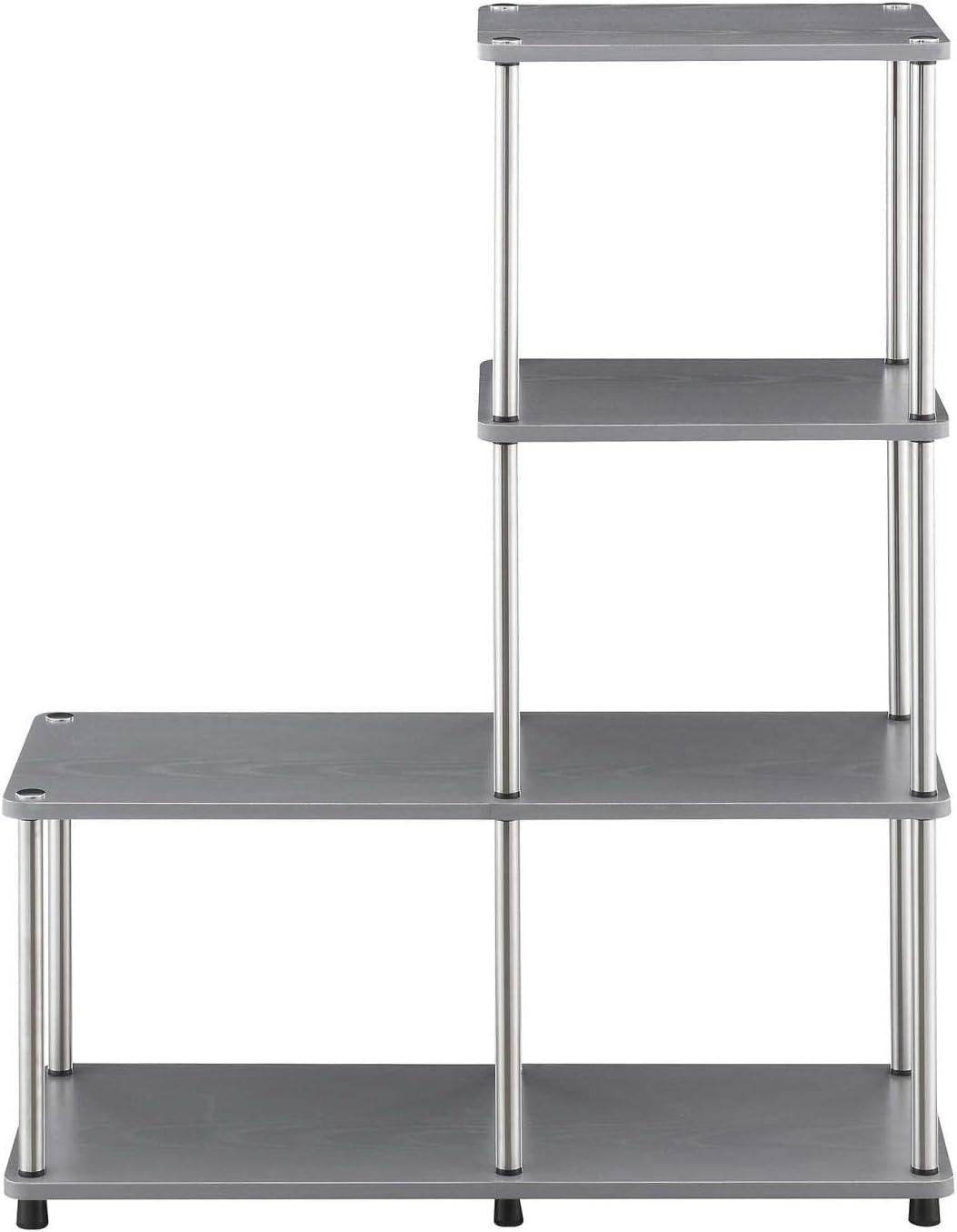 Designs2Go 4-Tier Gray L-Shaped Modern Bookshelf