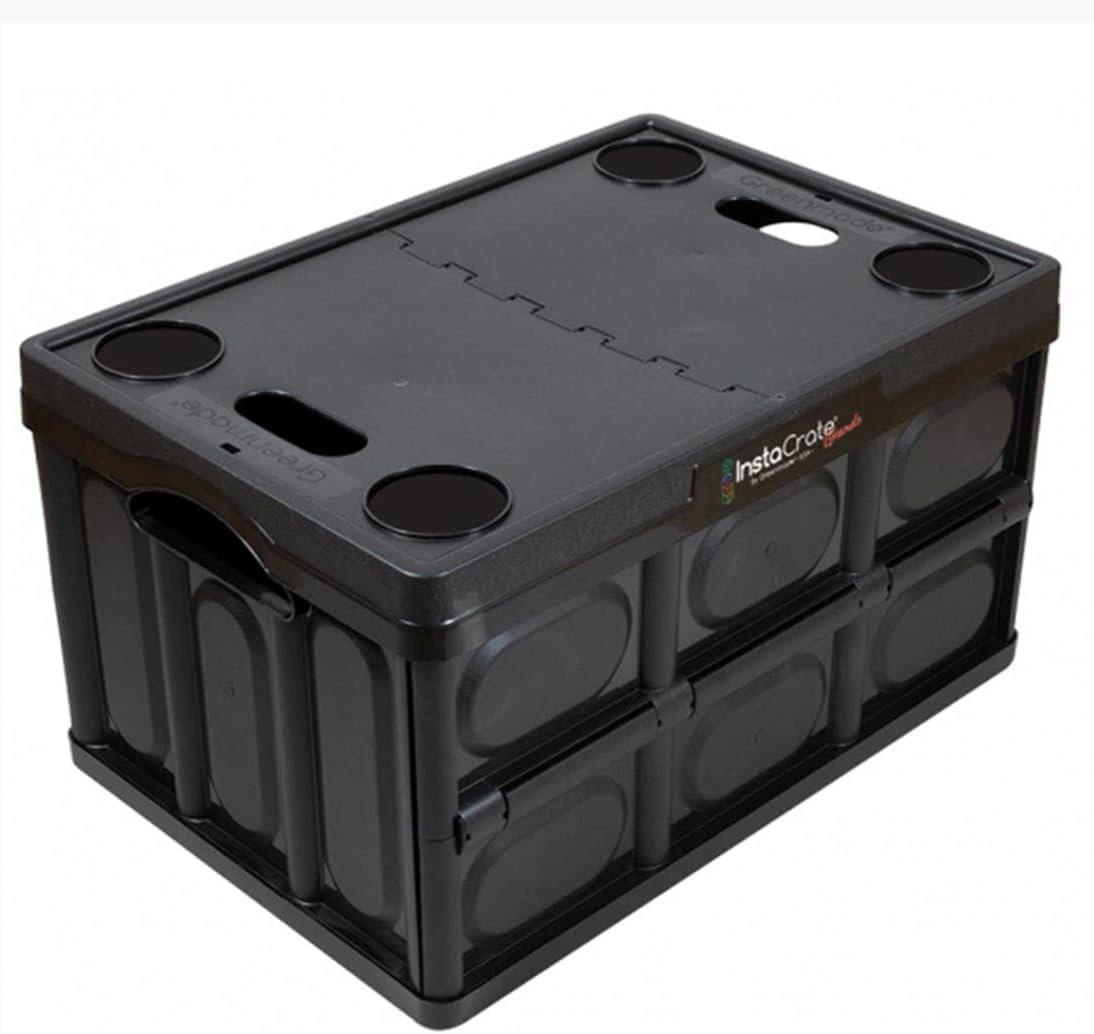 Black Recycled Plastic Collapsible Storage Container with Lid, 16.5 Gallon