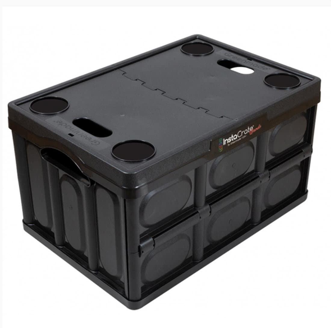 Black Recycled Plastic Collapsible Storage Container with Lid, 16.5 Gallon