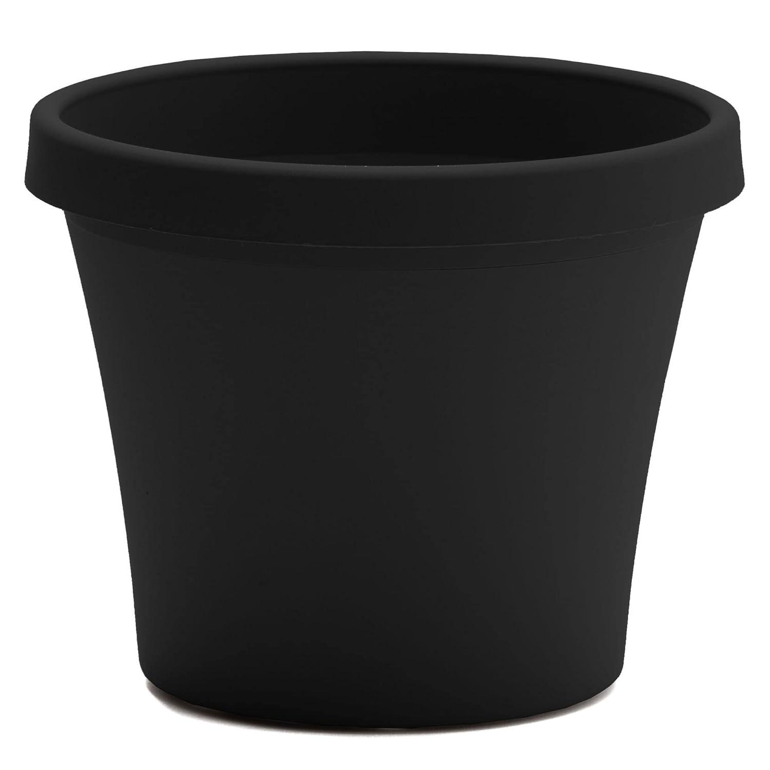 Bloem 14-in Terra Round Resin Planter - Black (Saucer Not Included)