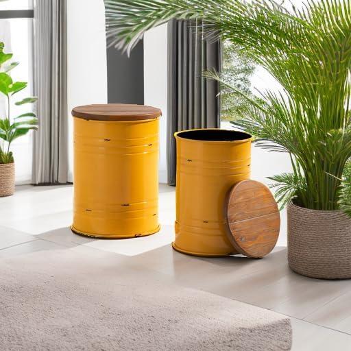 Hunter Green Galvanized Steel Multi-Use Storage Accent Table/Stool Set