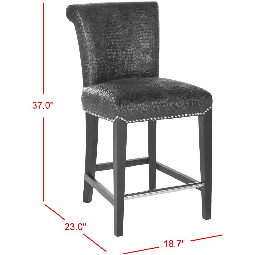 SAFAVIEH Seth Counter Stool Black / Crocodile