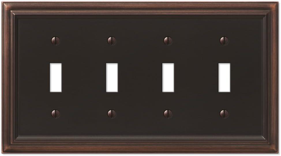 Amerelle 94T4VB Continental Wallplate, 4 Toggle, Cast Metal, Aged Bronze, 1-Pack